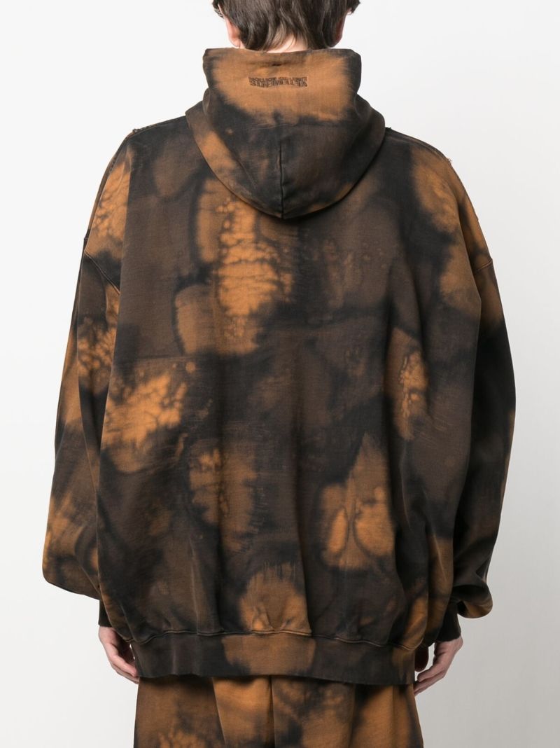 Brown Bleach Effect Cotton Hoodie