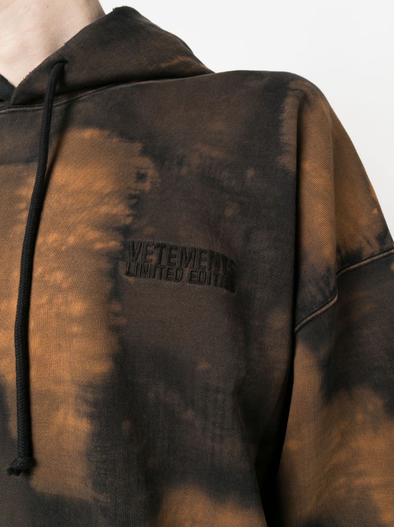 Brown Bleach Effect Cotton Hoodie