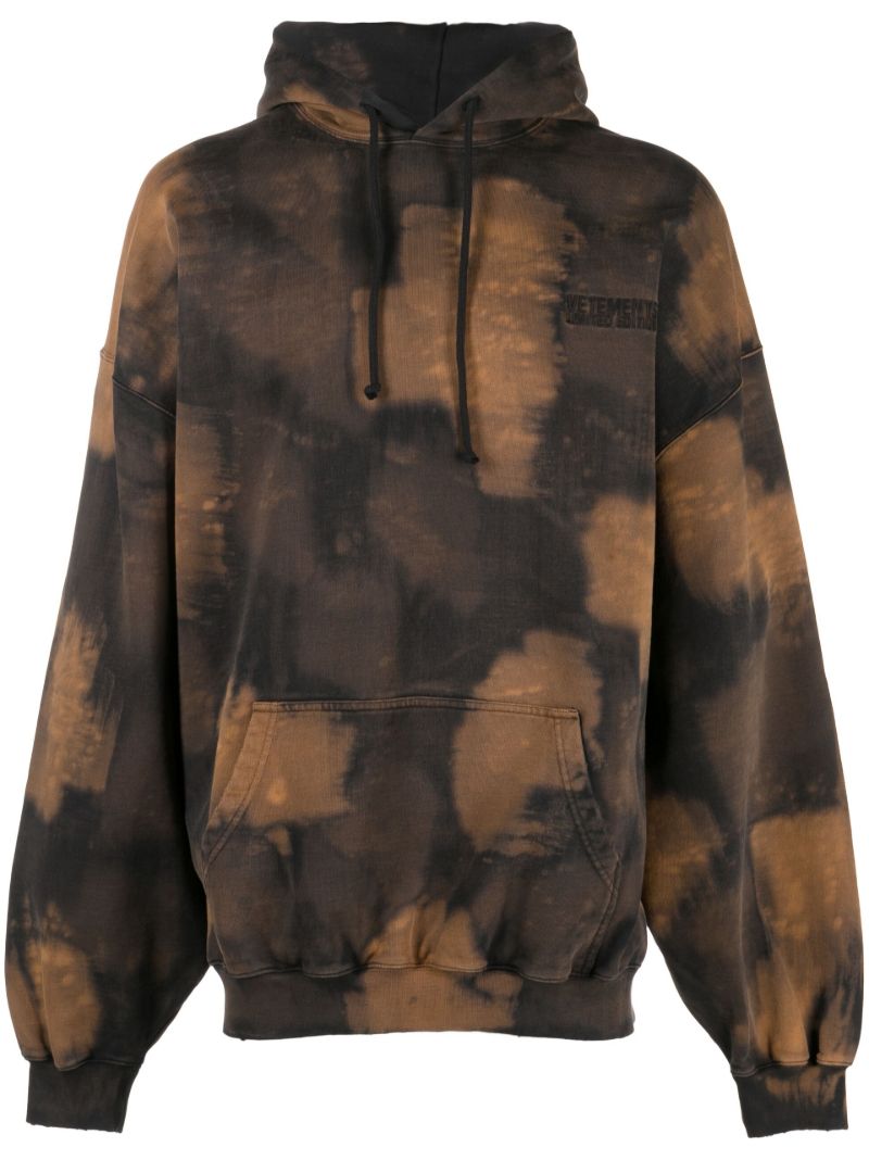 Brown Bleach Effect Cotton Hoodie