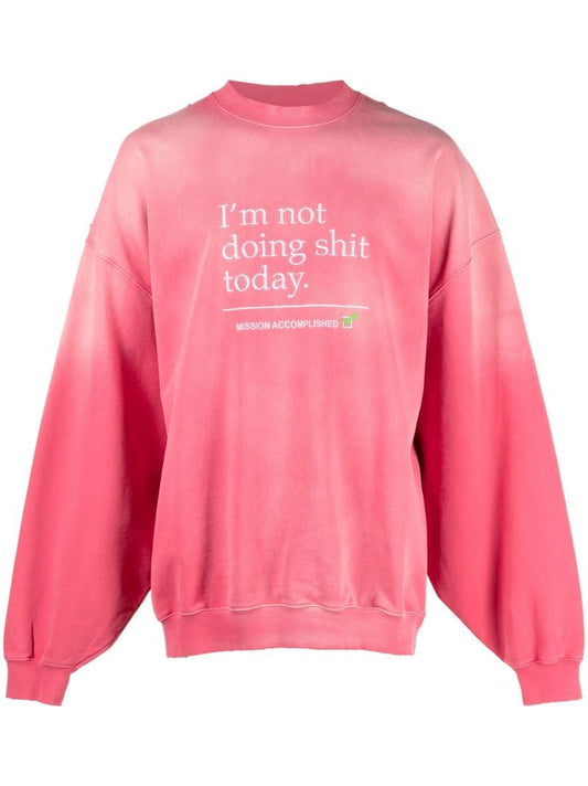 Pink Slogan Embroidered Sweatshirt