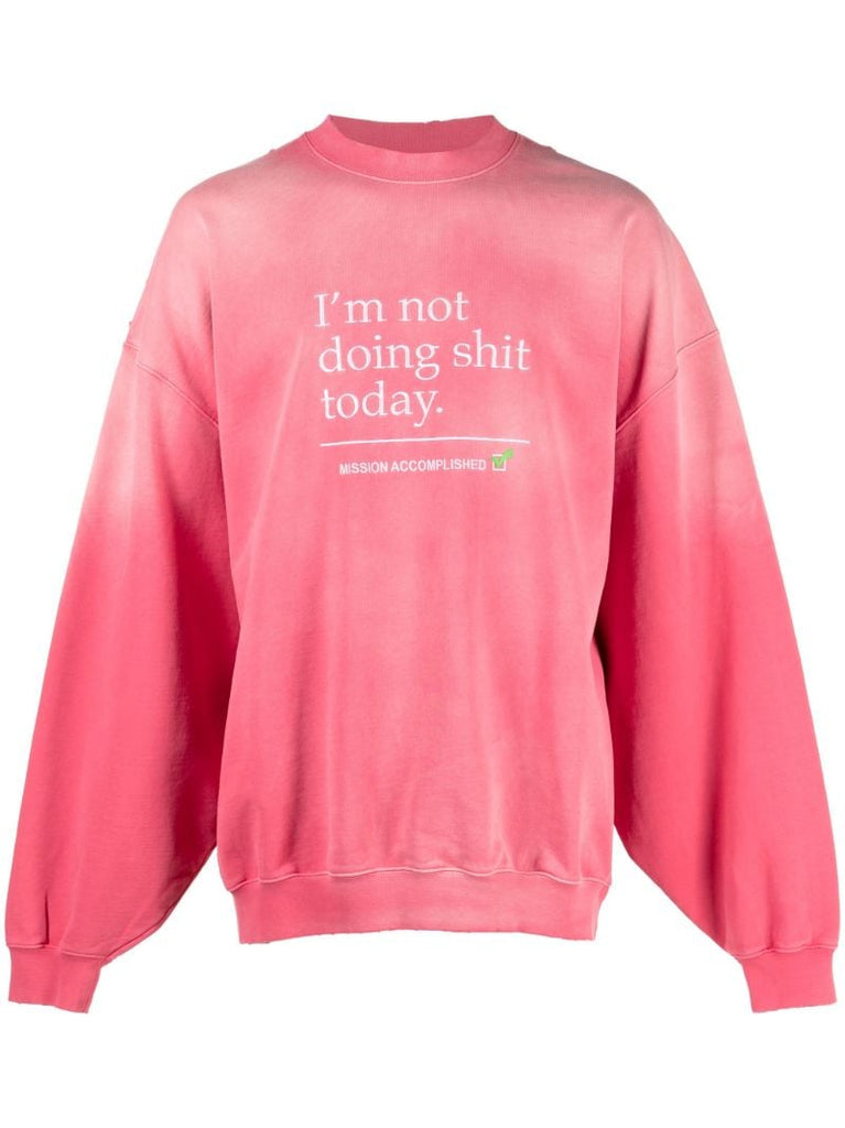 Pink Slogan Embroidered Sweatshirt