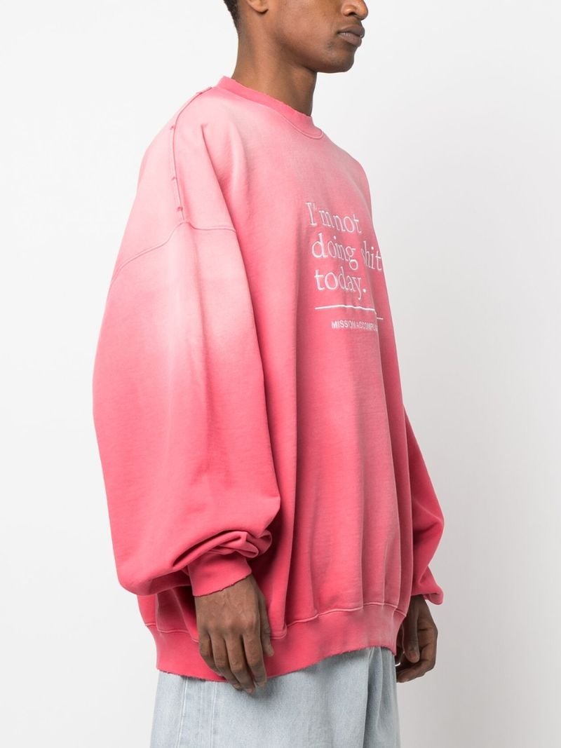 Pink Slogan Embroidered Sweatshirt