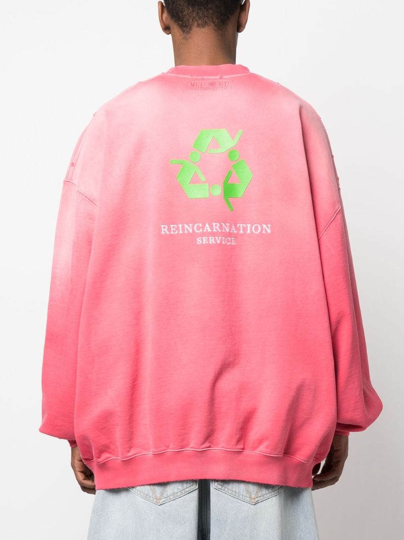 Pink Slogan Embroidered Sweatshirt