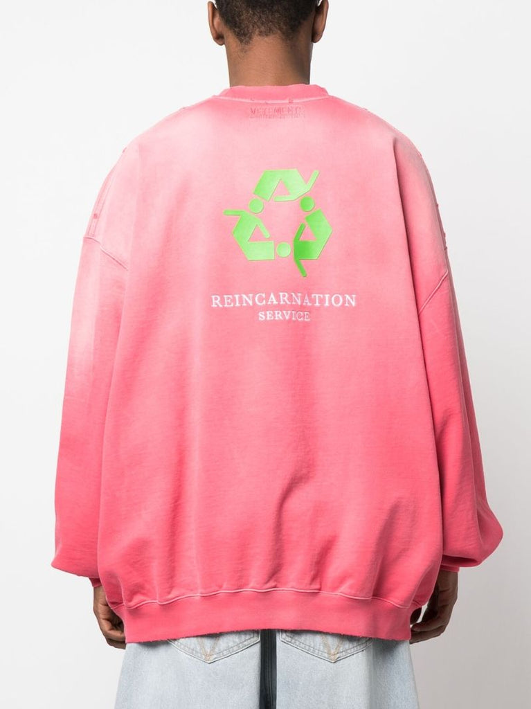 Pink Slogan Embroidered Sweatshirt