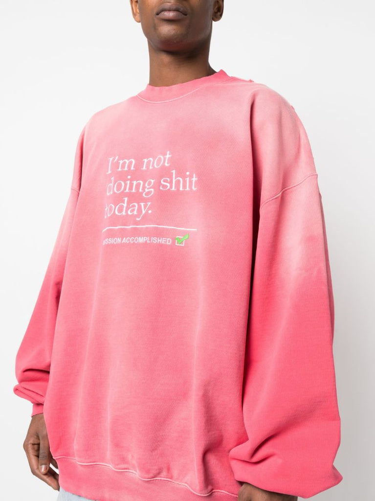 Pink Slogan Embroidered Sweatshirt