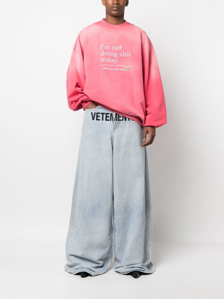 Pink Slogan Embroidered Sweatshirt