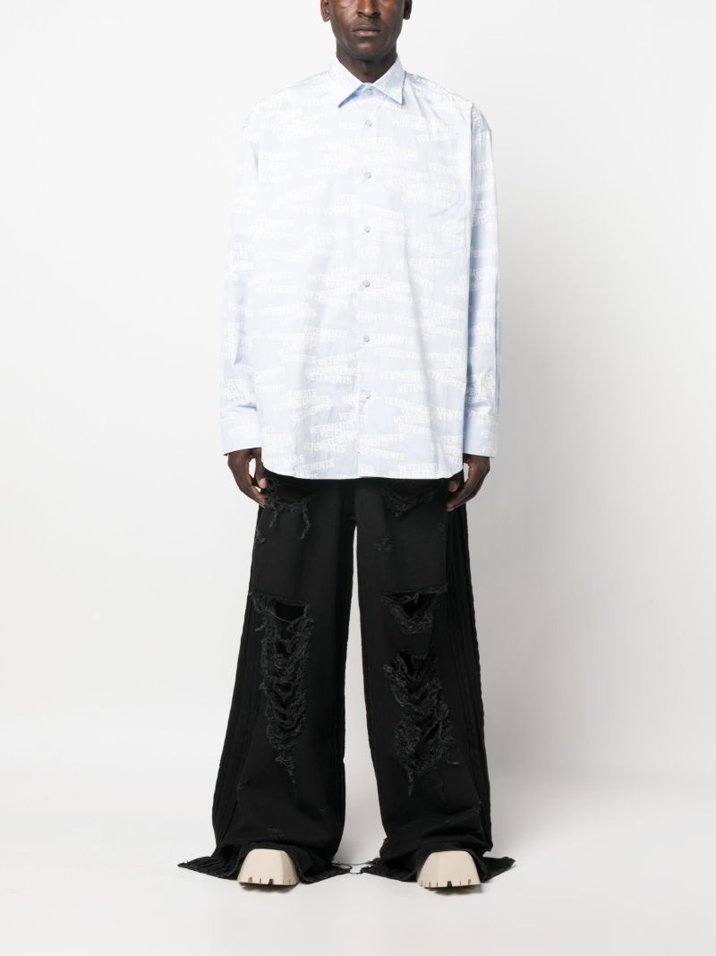 Blue Logo-print Long-sleeve Shirt