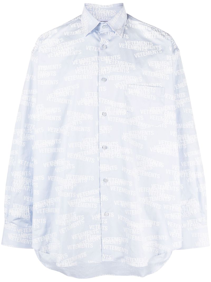 Blue Logo-print Long-sleeve Shirt