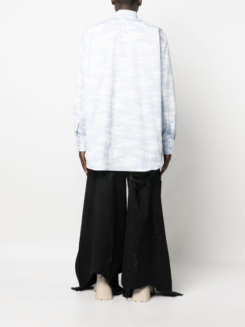 Blue Logo-print Long-sleeve Shirt