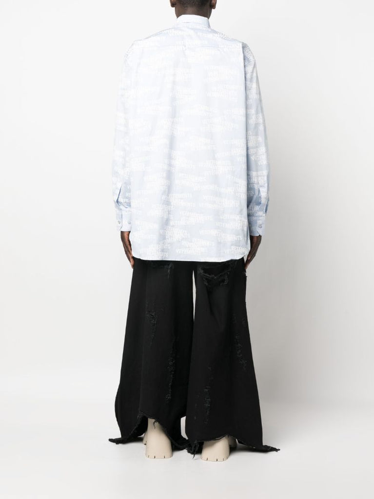 Blue Logo-print Long-sleeve Shirt