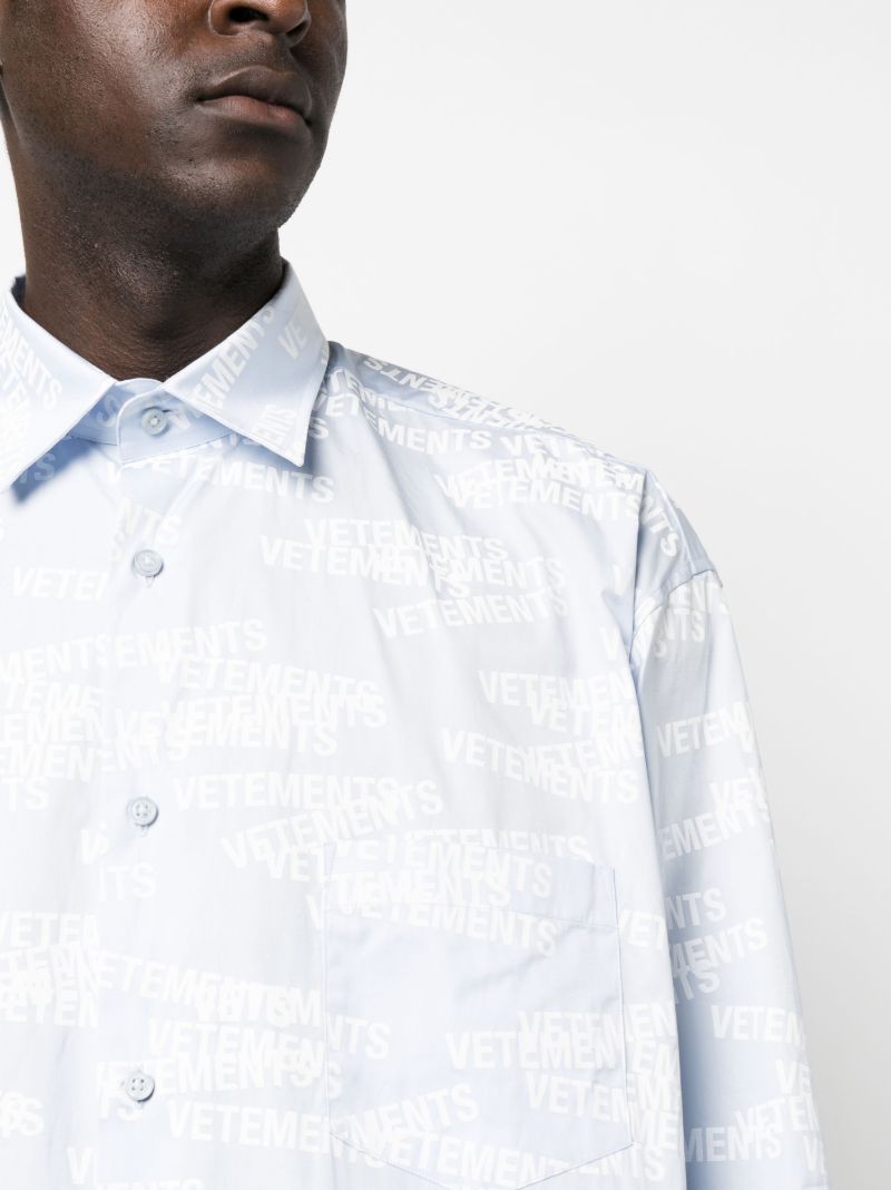 Blue Logo-print Long-sleeve Shirt
