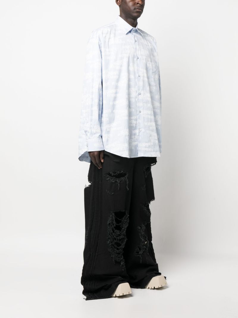 Blue Logo-print Long-sleeve Shirt