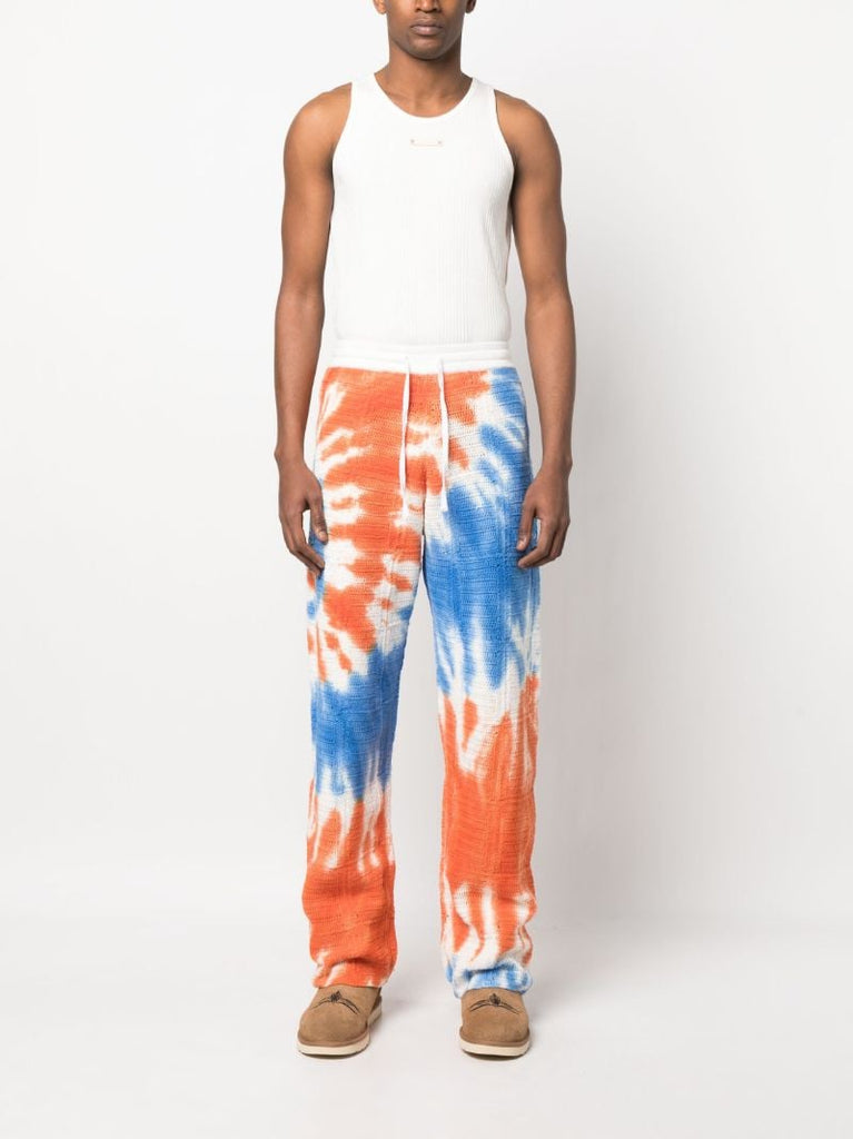 White Tie Dye Cotton Track Pants