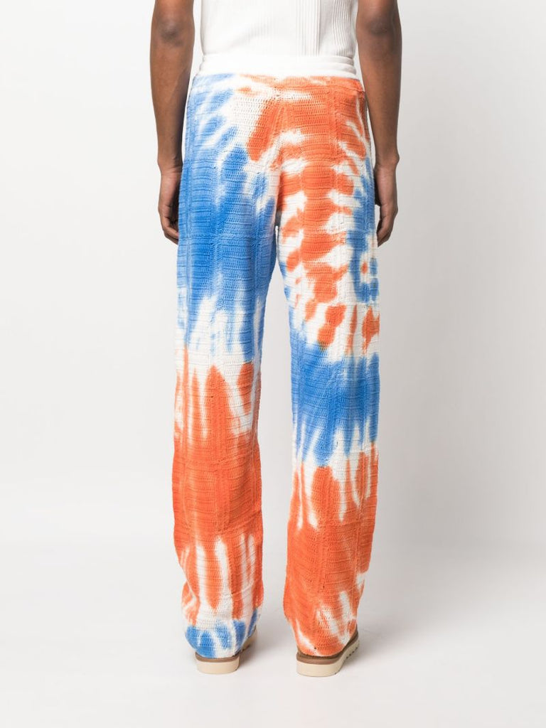 White Tie Dye Cotton Track Pants
