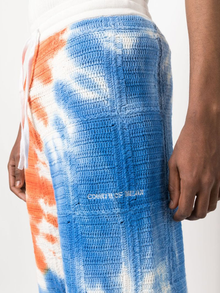 White Tie Dye Cotton Track Pants