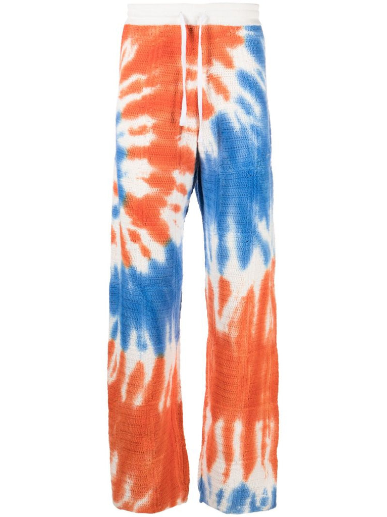 White Tie Dye Cotton Track Pants