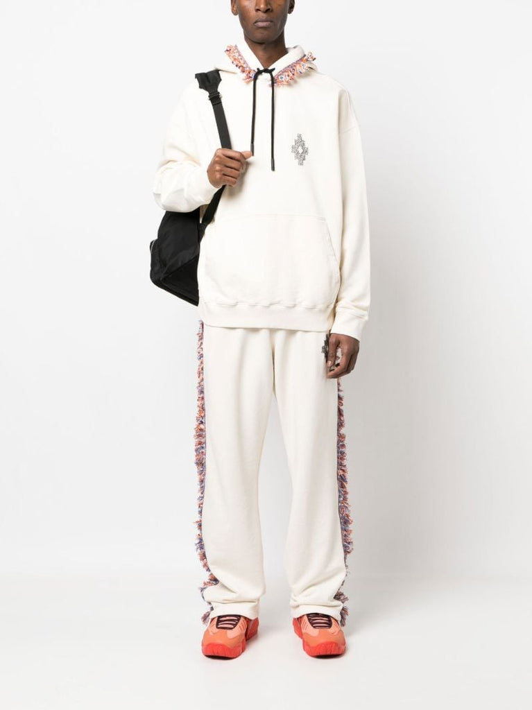 Cream Fringe-detail Hoodie