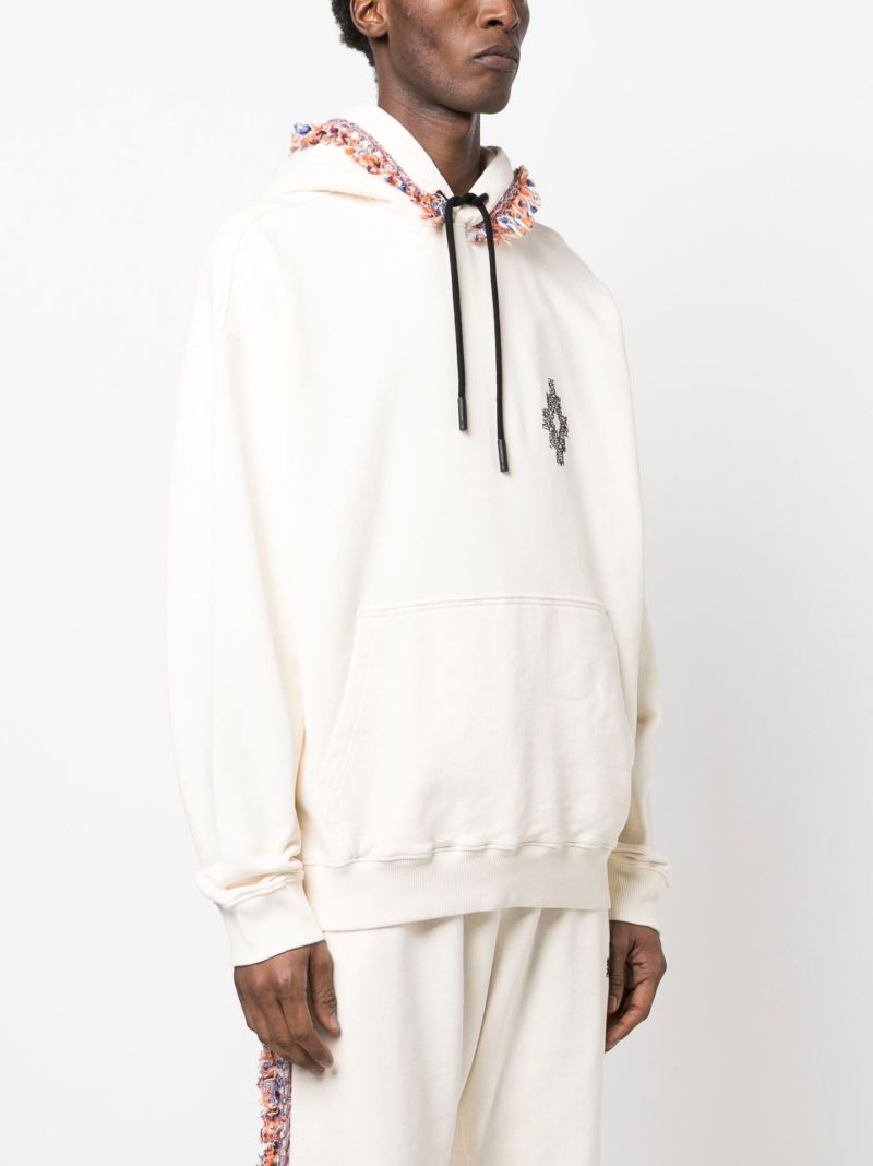 Cream Fringe-detail Hoodie