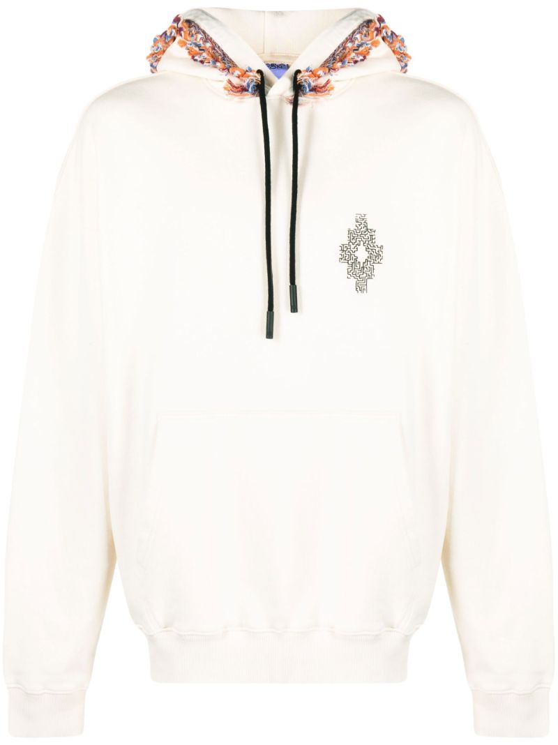 Cream Fringe-detail Hoodie