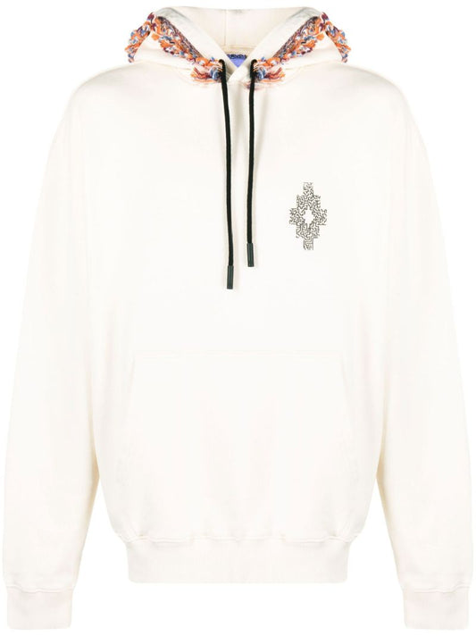 Cream Fringe-detail Hoodie