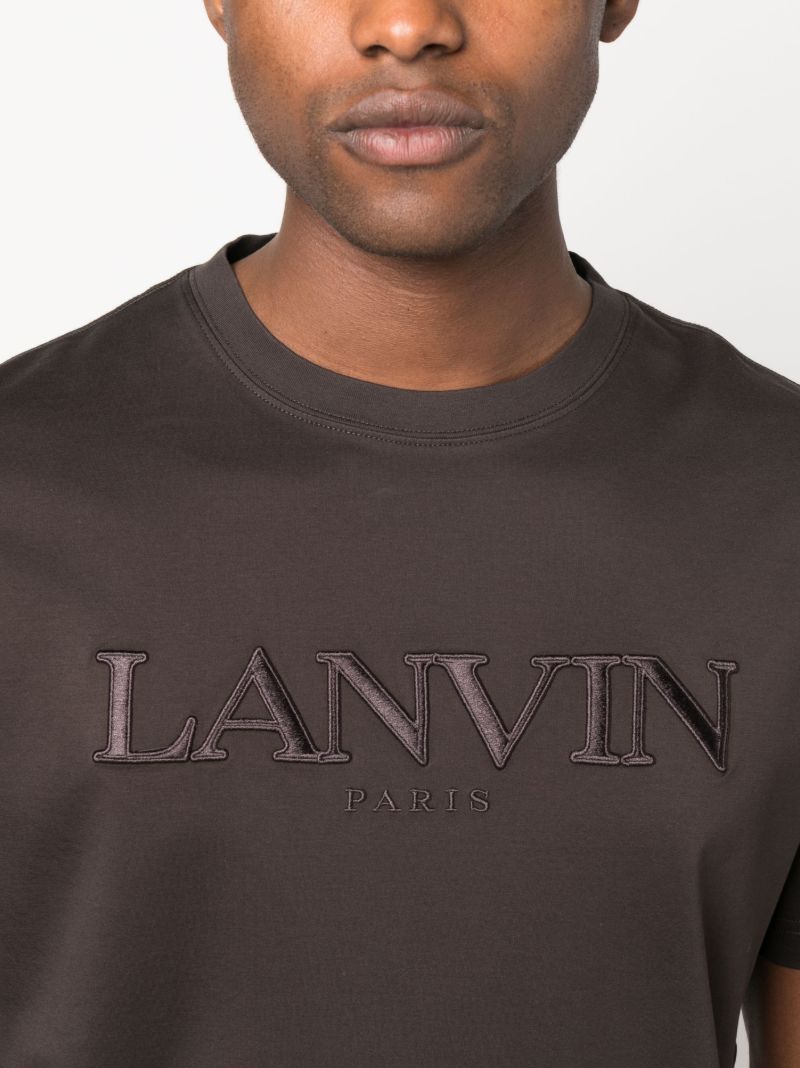 Black Logo Embroidered Cotton T-shirt