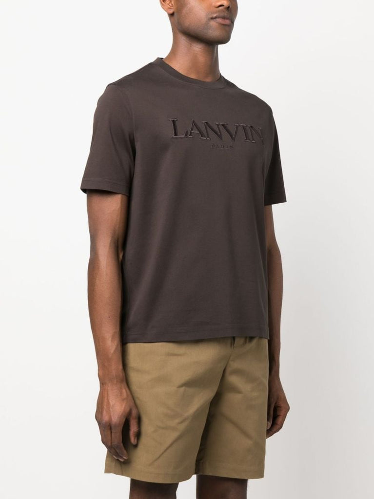 Black Logo Embroidered Cotton T-shirt