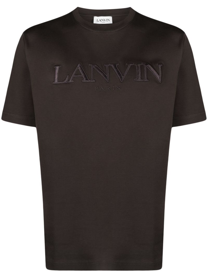 Black Logo Embroidered Cotton T-shirt
