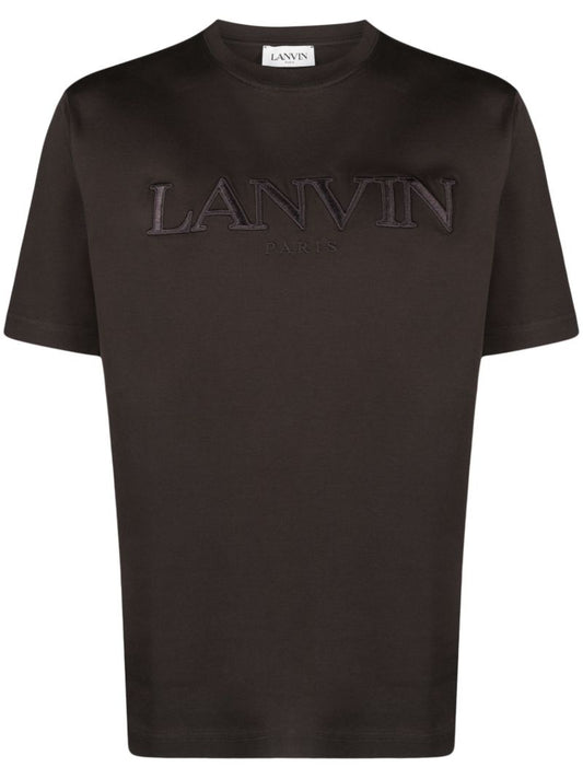 Black Logo Embroidered Cotton T-shirt
