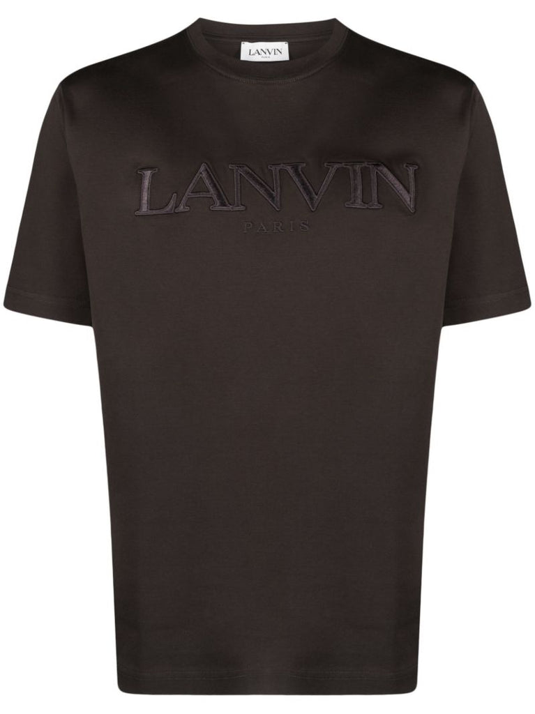Black Logo Embroidered Cotton T-shirt