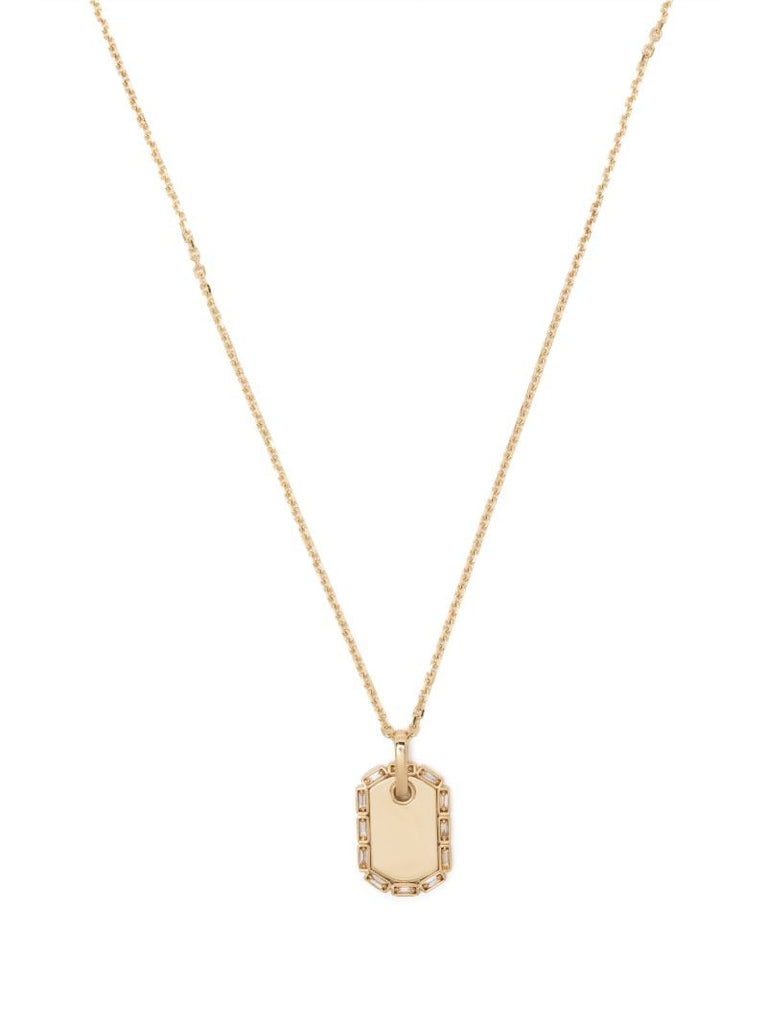 18k Yellow Gold Dog Tag Medium Diamond Necklace