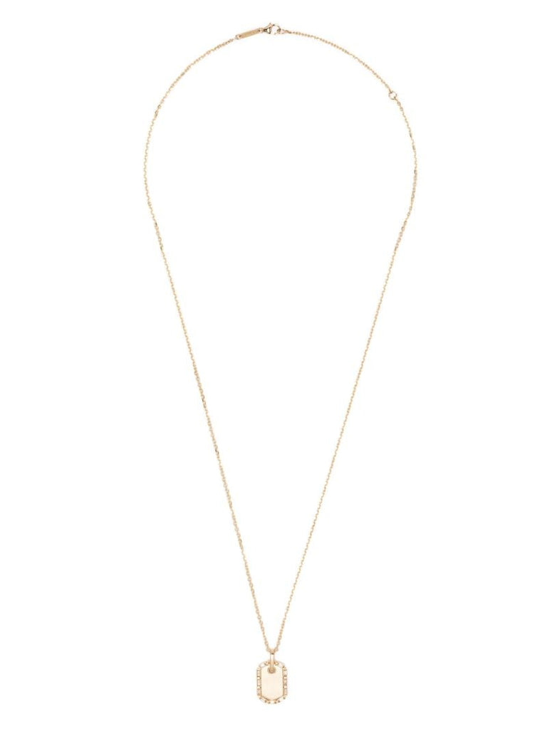 18k Yellow Gold Dog Tag Medium Diamond Necklace