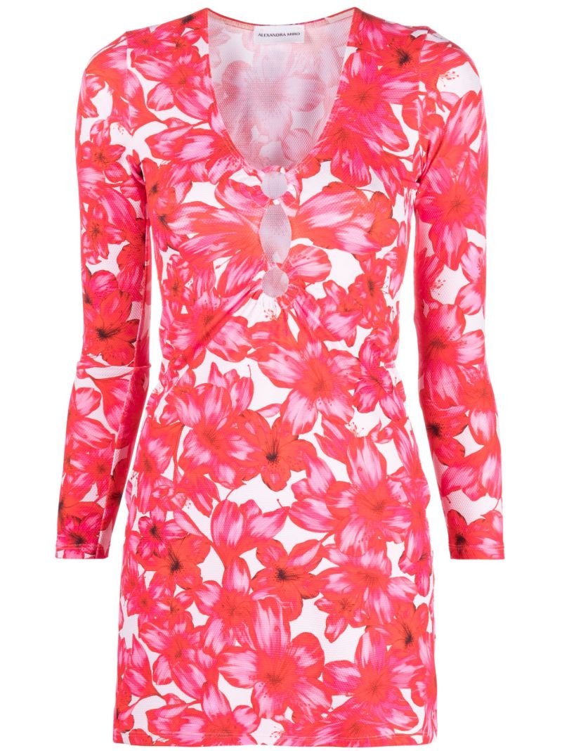 Pink Isla Floral Print Mini Dress