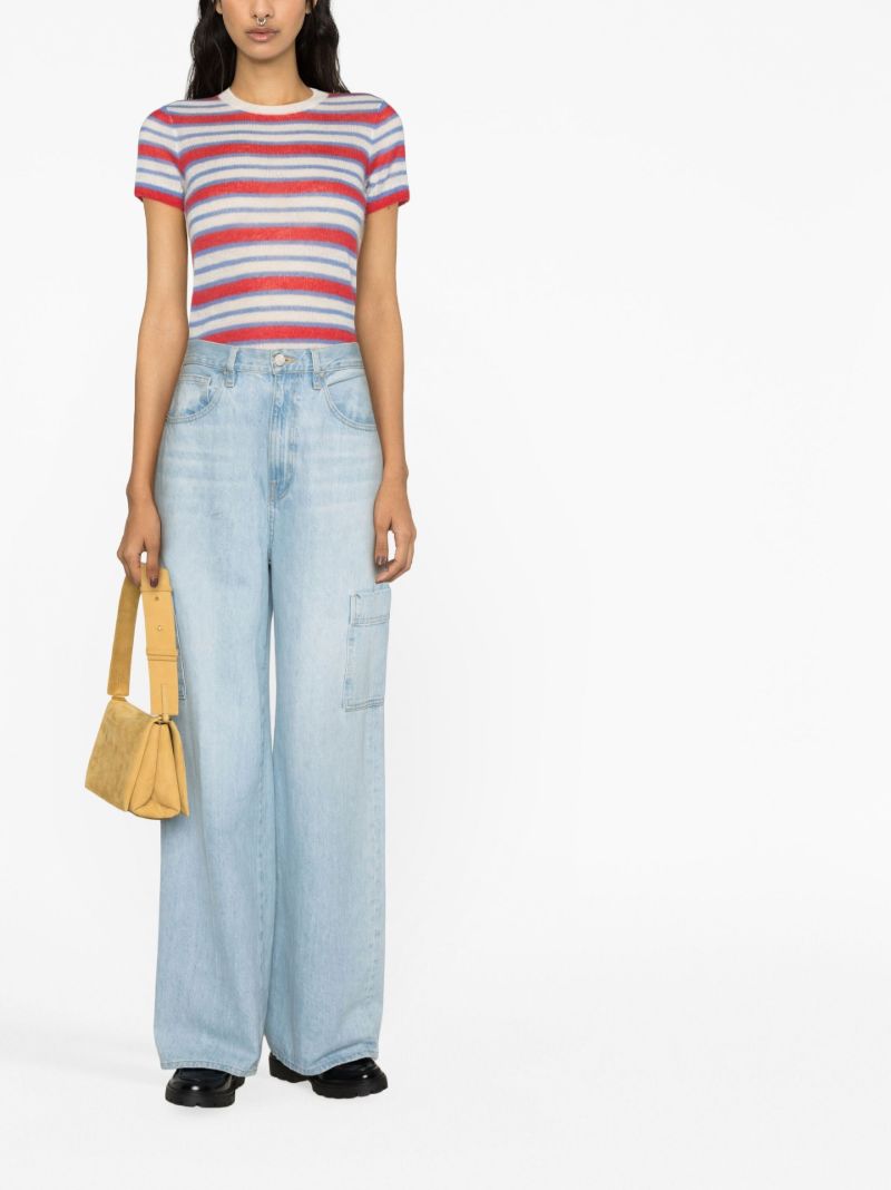 White Striped Knit T-shirt