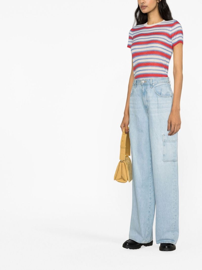 White Striped Knit T-shirt