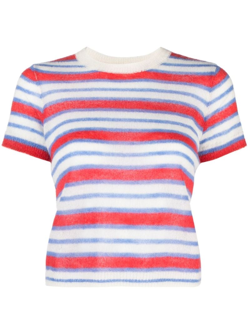 White Striped Knit T-shirt