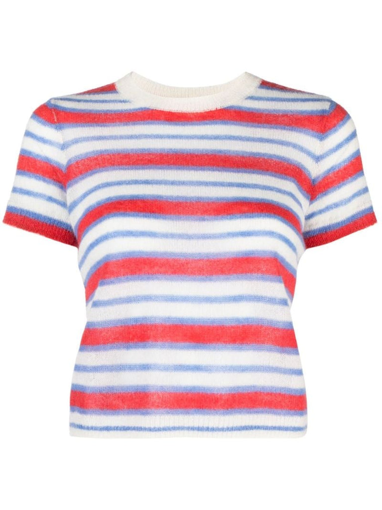 White Striped Knit T-shirt