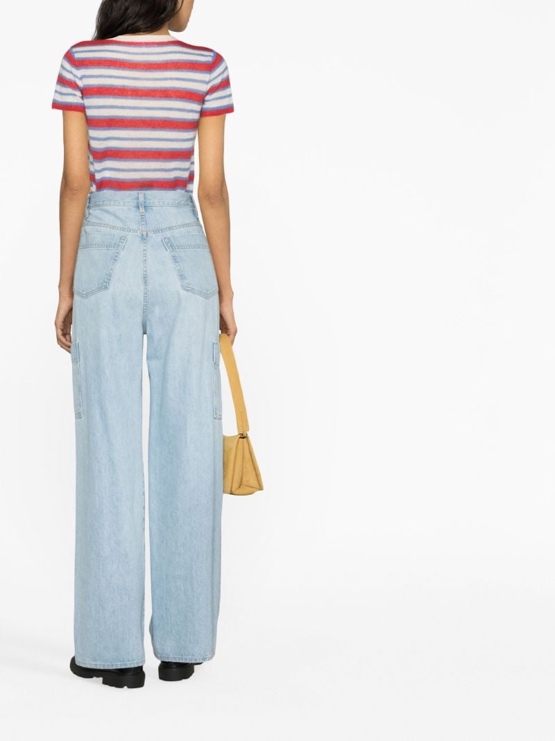 White Striped Knit T-shirt