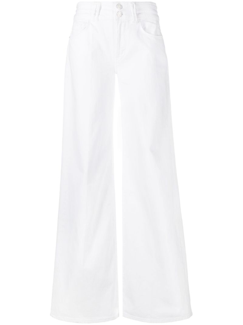 White Triple Stitch Wide Leg Jeans