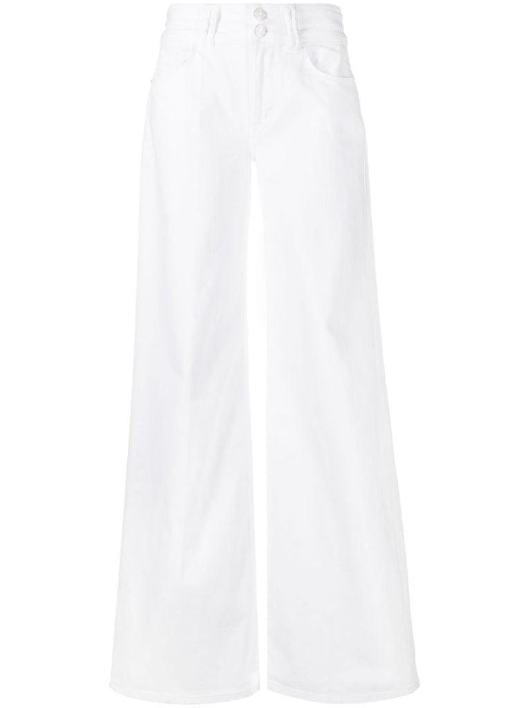 White Triple Stitch Wide Leg Jeans