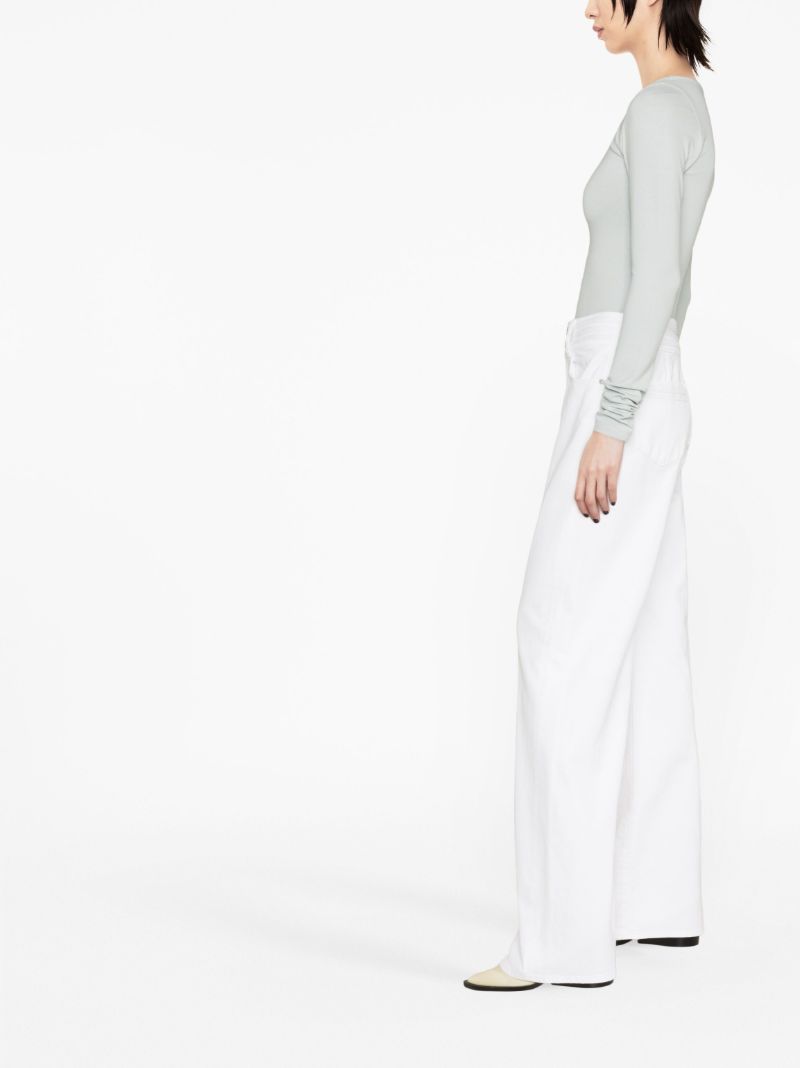 White Triple Stitch Wide Leg Jeans
