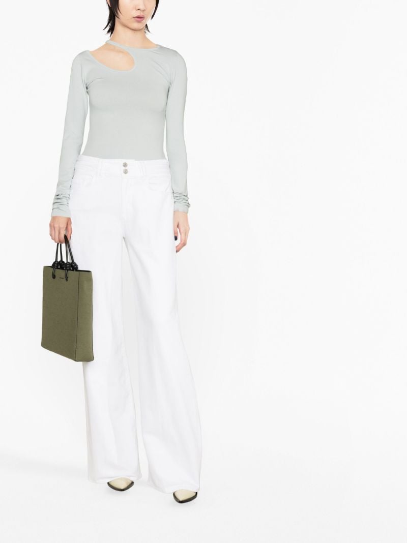White Triple Stitch Wide Leg Jeans