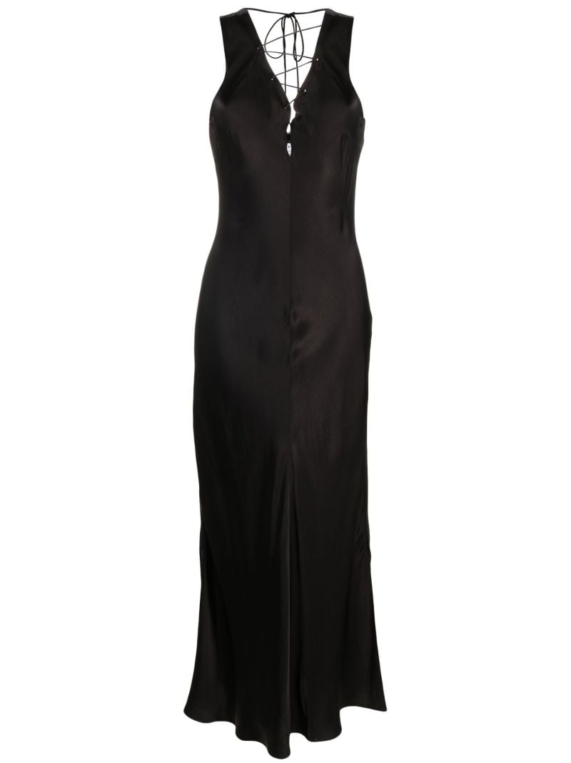 Black Lace Front Midi Dress