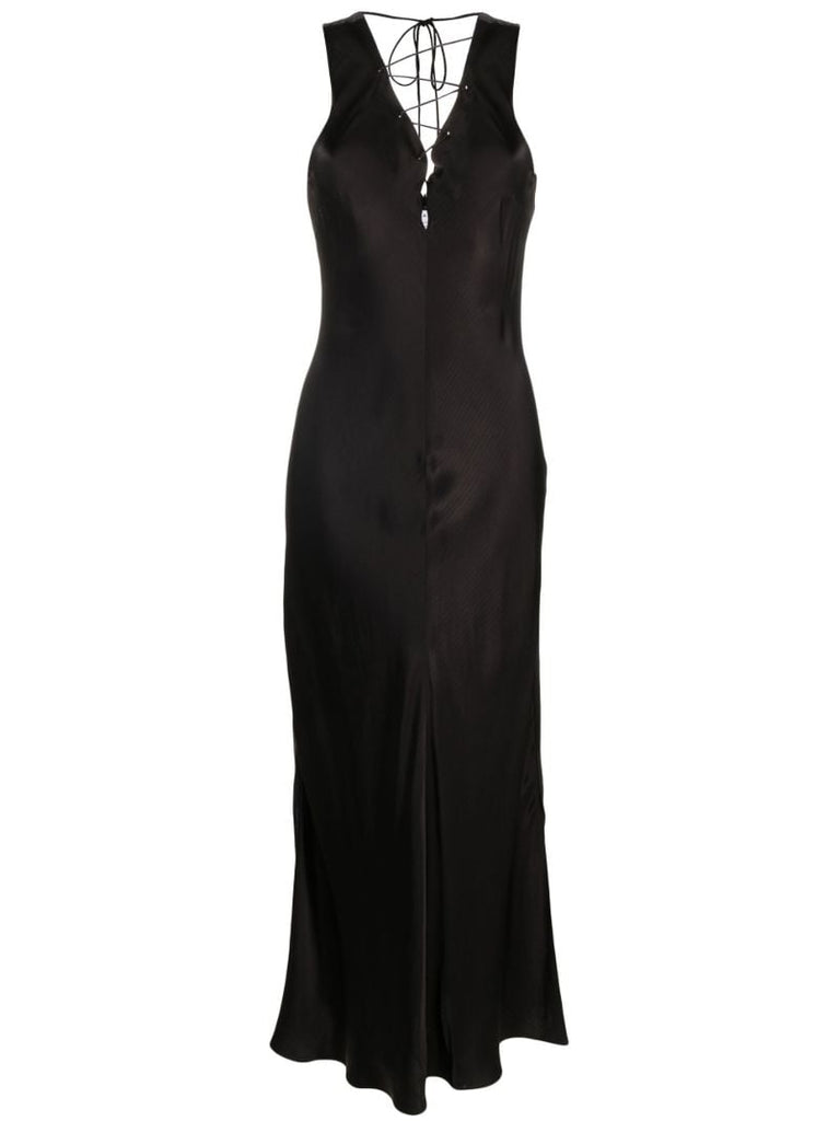 Black Lace Front Midi Dress