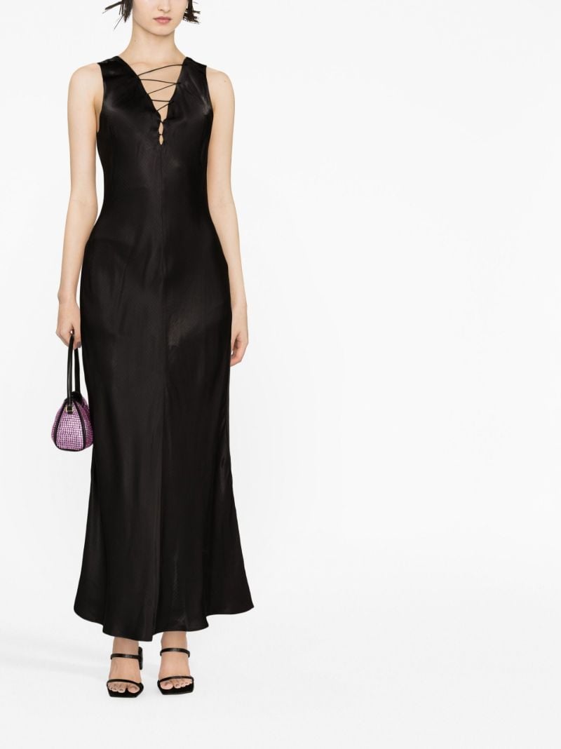 Black Lace Front Midi Dress