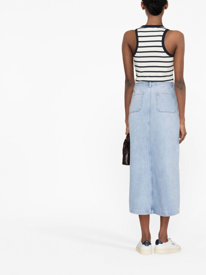 Blue Denim Midi Skirt