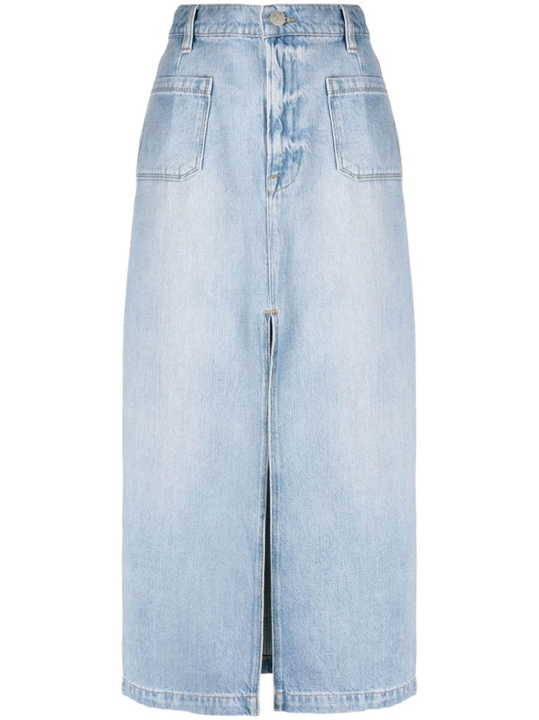 Blue Denim Midi Skirt