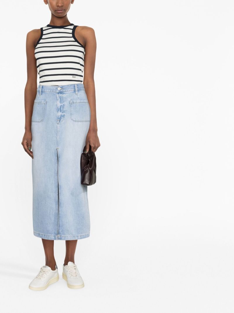 Blue Denim Midi Skirt