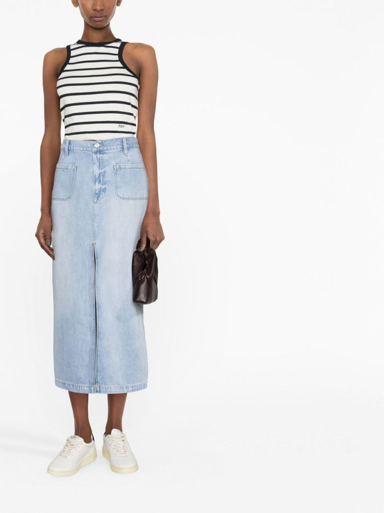 Blue Denim Midi Skirt