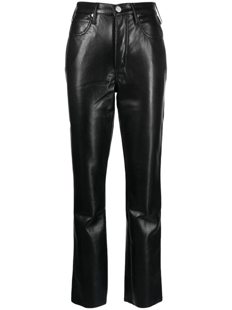 Black High Waist Recycled Leather Trousers