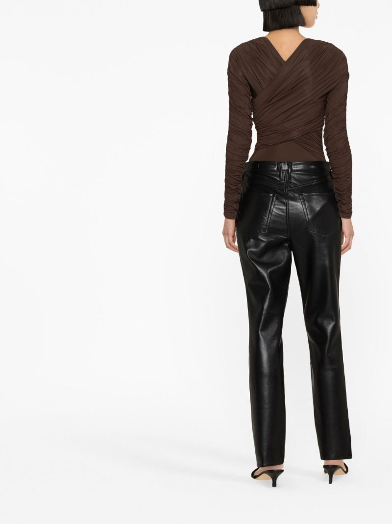 Black High Waist Recycled Leather Trousers